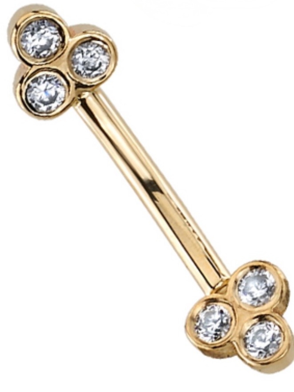 BVLA Curved Barbell Jewelry - 14k Gold - Champagne Diamonds! - Picture 6 of 7
